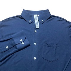 NWOT State & Liberty Button Down Shirt Mens Medium Navy Long Sleeve Knitted S&L