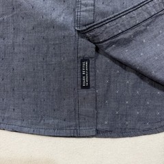 Roark Revival Men’s Me Blue Button Down Shirt Short Sleeve Chambray Geometric