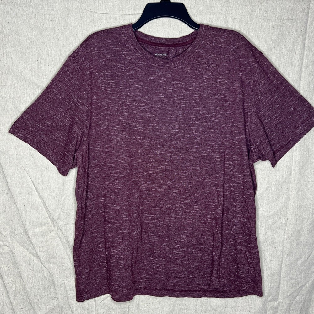 Van Heusen Classic Fit Weekend Crew Neck T-Shirt Maroon Wine Size XXL 2XL