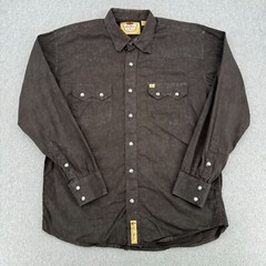 Larry Mahan Shirt Men’s Large Dark Brown Floral Print Western Pearl Snap Down