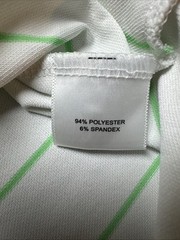 Peter Millar Summer Comfort E4 Golf Shirt Sz Large White Green Striped Logo
