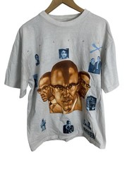 Vintage Malcom X Men’s All Over Print Double Sided T Shirt Size XL