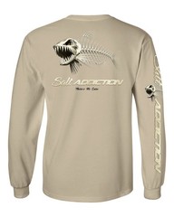 Salt Addiction Bonefish Flats Fishing Long Sleeve T Shirt Cotton Fish bones