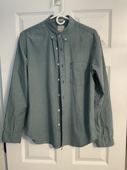 J.Crew men’s shirt M blue/green check slim long sleeve button-up cotton stretch