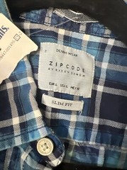 zip code button down shirt Blue Plaid Bleach Sz L Shirt Sleeve MSRP $54
