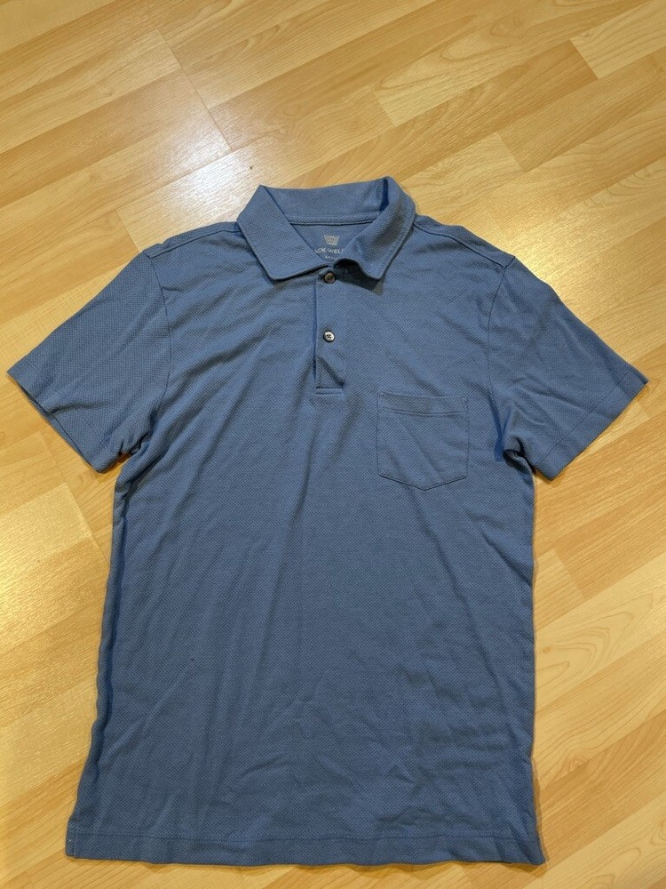 Mack Weldon Lightweight Mesh Fabric Blue Polo Shirt Mens Size Small