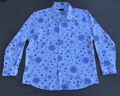 DiBanGu White men’s 2XL Long Sleeve Shirt Christmas Blue Reflective Snowflakes