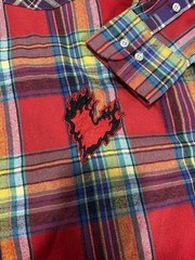 Kleep Mens Flannel Button-Down Patchwork Size XL Multicolor Plaid Designer Punk
