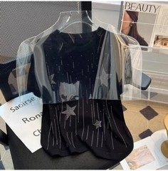 New Men Women Luxury Diamond Star Rhinestones Fashion T-Shirt High Quality