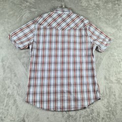 7 Diamonds Vintage Plaid Western Afterglow Shirt Mens Large Red White Pearl Snap