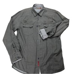 Sovereign Code Button Up Shirt Men Size Large Dark Gray Modern Zip Pocket