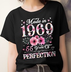 Made In 1969 55 Years Of Perfection Floral 55th Birthday Women Shirt Gift