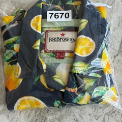 JOE BROWNS Shirt Mens XL (44-47″) Short Sleeve in Blue with Lemon Design