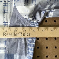 Thomas Pink Slim Fit Dress Shirt Abstract Geometric Blue & Gray Size 15 1/2 Men