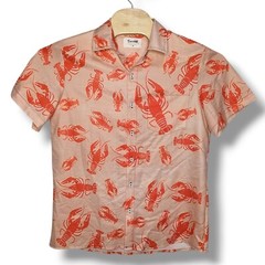 Boozelele Shirt Men’s Medium Lobster Print Short Sleeve Button Down