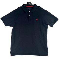 Ferrari Pique Knit Polo Shirt Mens XL Black Scuderia Racing Sporty Luxury