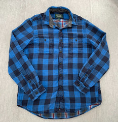 Polo Country Ralph Lauren Shirt Adult Large Blue Buffalo Plaid Flannel Lined Men