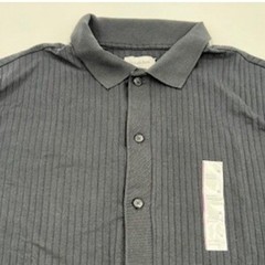 Goodfellow & Co Mens XL Ribbed Knit Short Sleeve Button Down Shirt Dark Gray