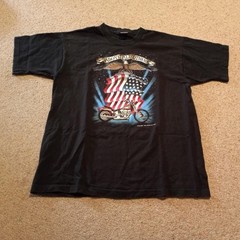 VINTAGE 1995 Fine-Line Above All Others Eagle Flag Motorcycle T Shirt