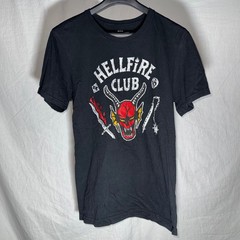 Netflix Stranger Things Hellfire Club Graphic Cotton T-Shirt Black Mens Medium