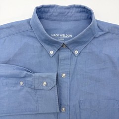 Mack Weldon Button Down Shirt Men Large Blue Oxford Long Sleeve Daily Wear Logo