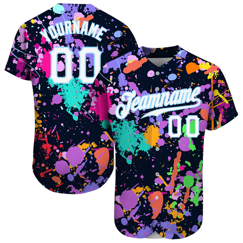 Custom Splashes Graffiti 3D Baseball Jersey Personalized Sport Gift for Him
