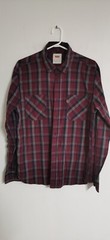 Levi’s Men’s Button Down Long Sleeve Red Black Gray Plaid Shirt M