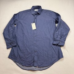 Ledbury Tailored Fit Blue Micro Pattern Cotton Button Down Shirt Mens 16 1W22L4