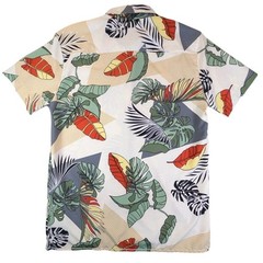Good Vibes Tropical Leaf Button Down Shirt Mens Small Stretch Casual