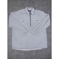 Five Brother Quarter Zip Pullover Mens 2XT Blue Hickory Stripe Cotton Work Shirt