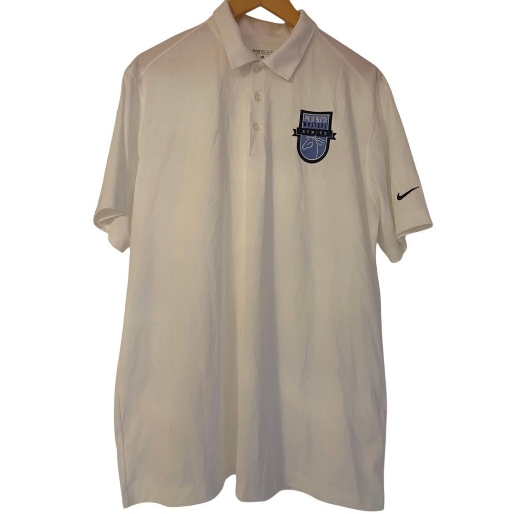 Nike Golf Mens Dri-FIT Polo Shirt White Palm Beach Masters Series Large L