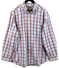GRAPHITE Button Down Shirt Mens Extra Large White Rust Brown Blue Check Plaid LS