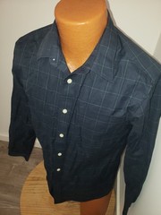 (Small) Mens Eddie Bauer Dress Shirt Blue Green Plaid Wrinkle Resistant