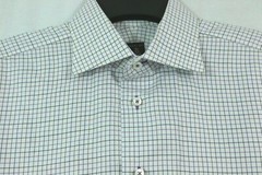 Robert Talbott ESTATE Size 16 Checkered Plaid Dress Shirt Hand Crafted Cotton