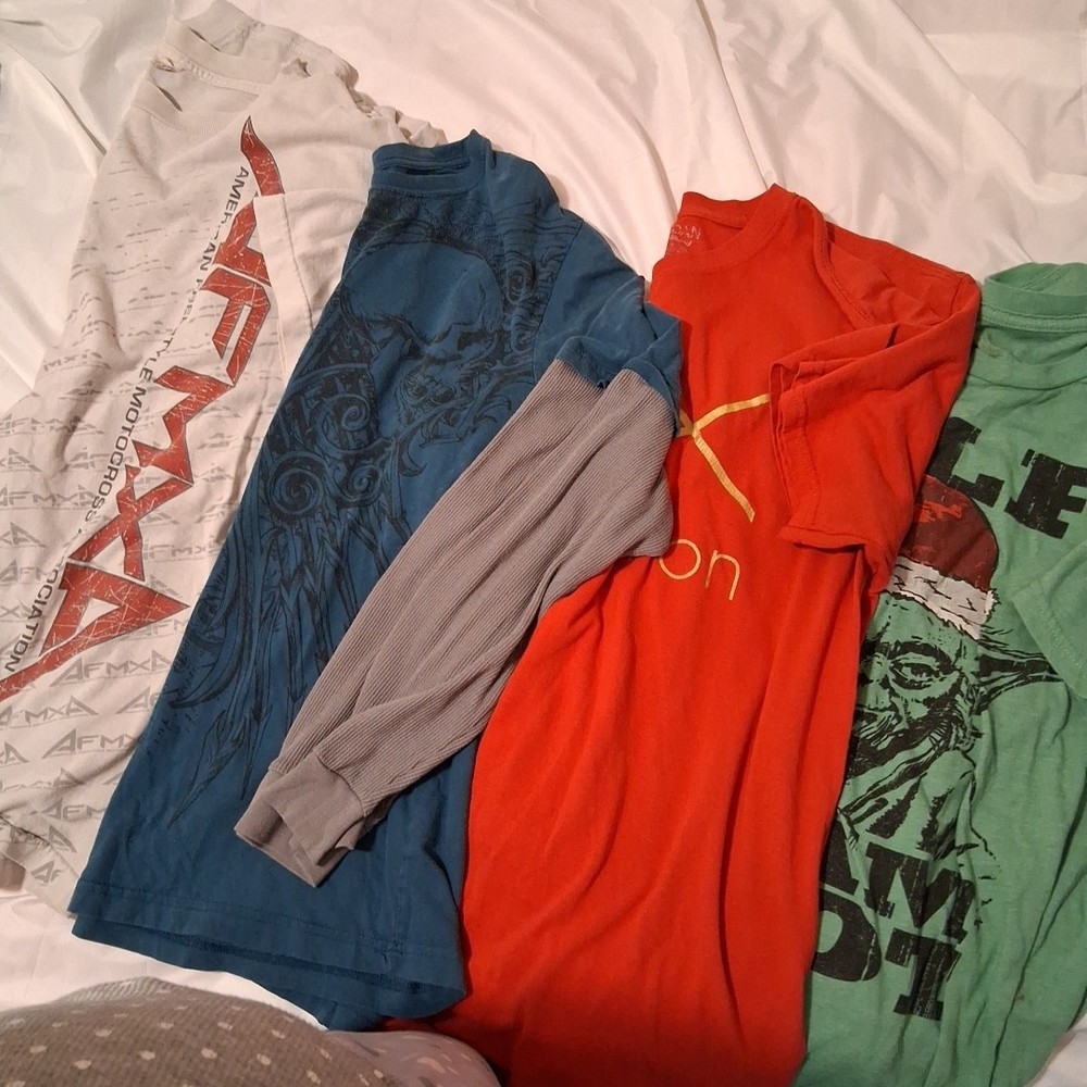 Mens Old Cotton Tshirt Bundle Affliction Style Vintage Dirtbike Gear Holey Thras