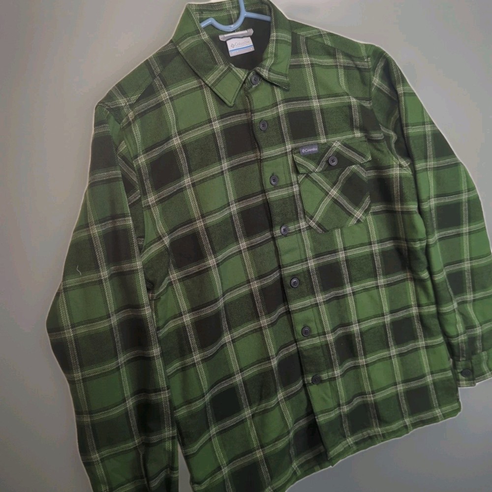 New Columbia Hill View Button Down Shirt Mens Small Jacket Flannel Fleece Lined
