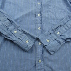 Gitman Bros Shirt Mens 17 33 Large Blue Button Up Brothers SAKS USA Made *Spots