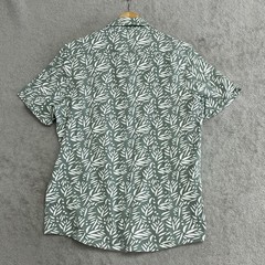 Tailor Vintage Men’s M Green & White Leaf Print Short Sleeve Button-Up n1034