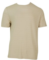 Vince. Striped Cotton Tee in Coyote/Off White