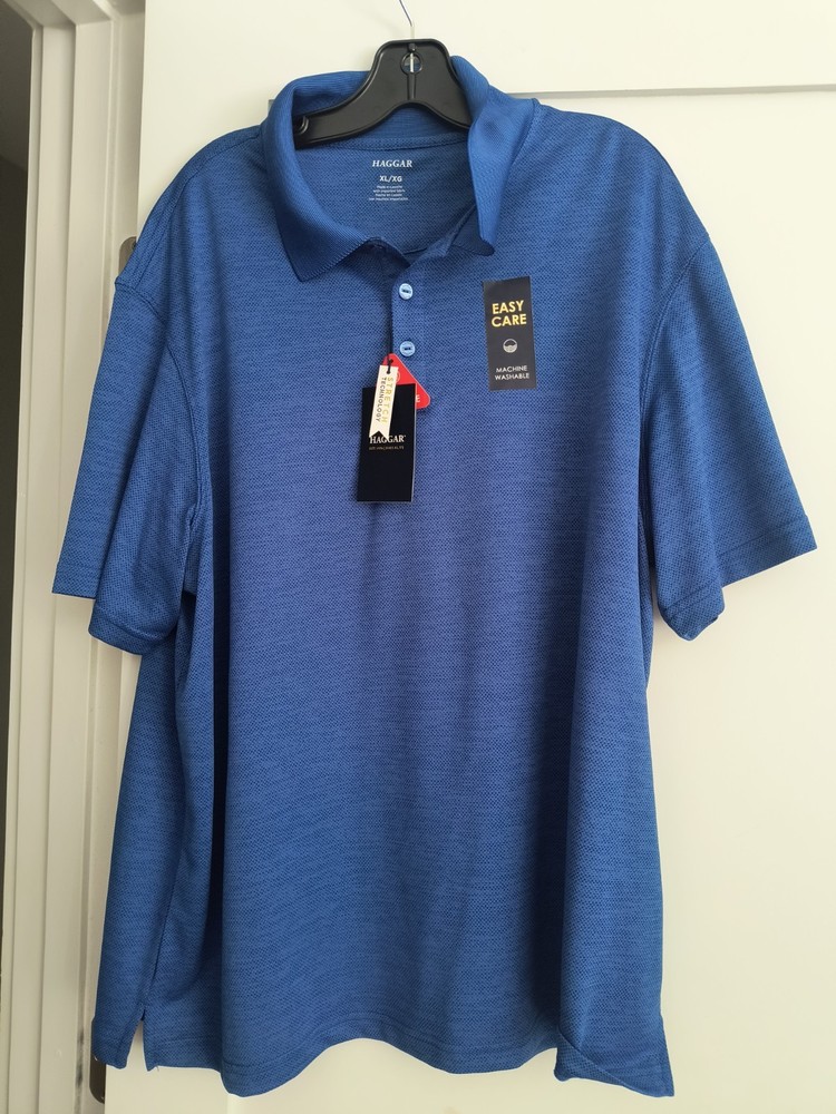 NWT Haggar Quick Dry Stretch Technology Blueberry Mens Polo XL