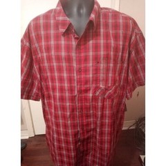 NWT Sean John Shirt Mens 3XB Red Plaid Short Sleeve Button Up Rap NEW