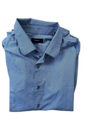 Theory Geometric Pixel Button Up Dress Shirt Mens Small Blue Modern Minimalist