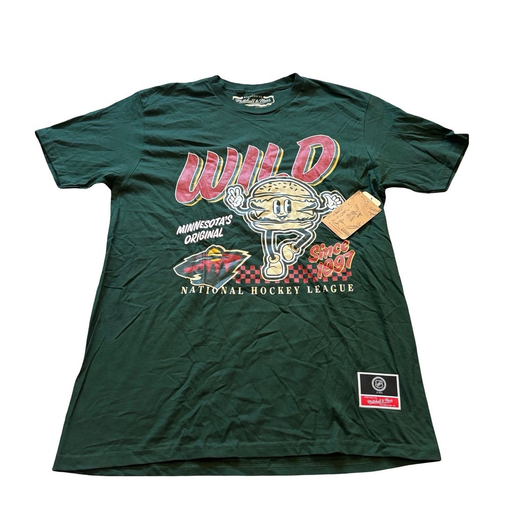 Mitchell & Ness Minnesota Wild NHL Graphic T-Shirt Green Mens Large NEW