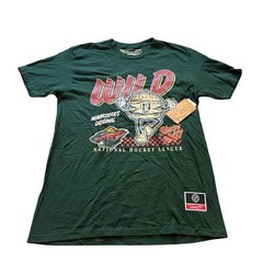 Mitchell & Ness Minnesota Wild NHL Graphic T-Shirt Green Mens Large NEW