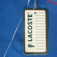 VTG Izod Lacoste Striped Polo Shirt Embroidered Gator Preppy Mens Medium Blue