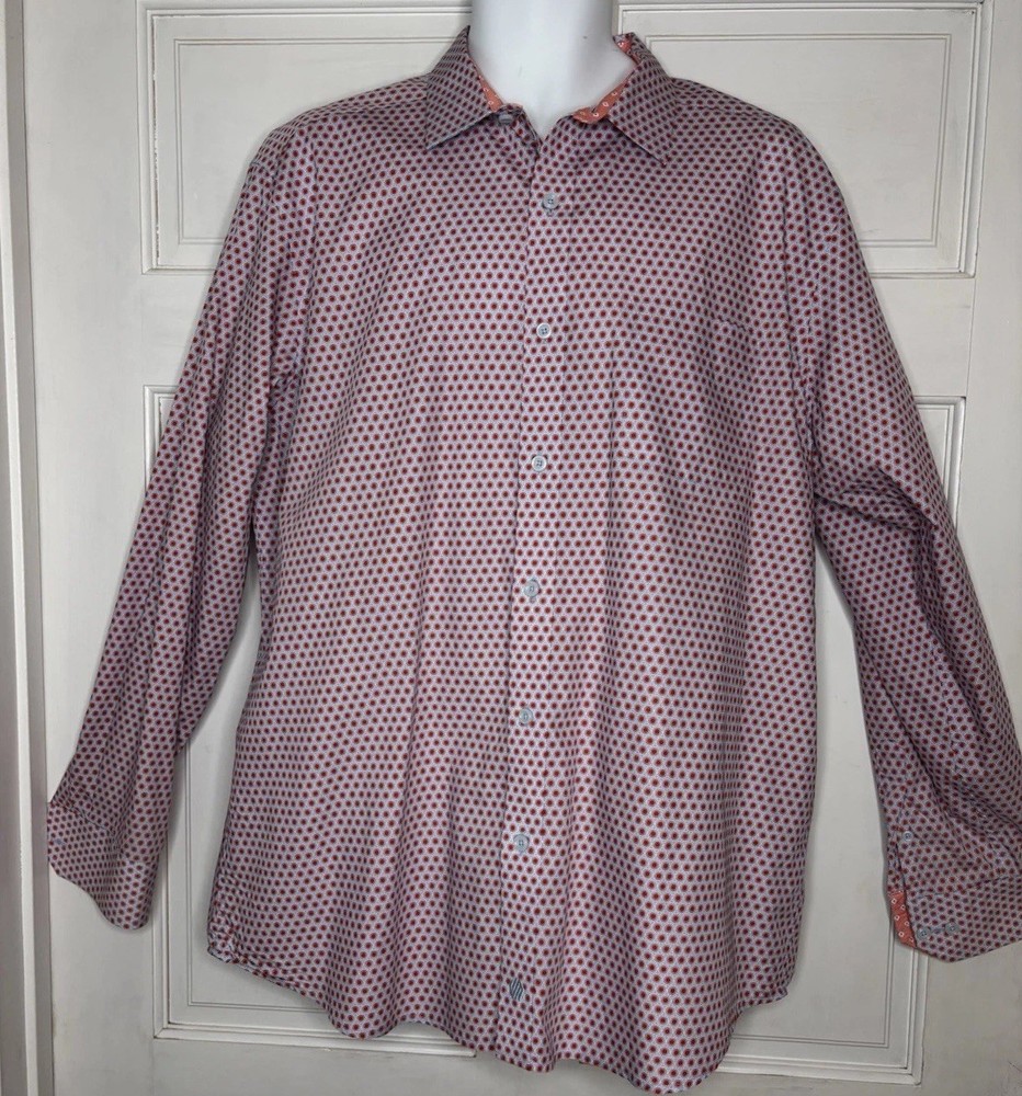 Johnston Murphy Performance Pattern Shirt XL Long Sleeve Flip Cuff Button Down