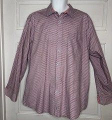 Johnston Murphy Performance Pattern Shirt XL Long Sleeve Flip Cuff Button Down