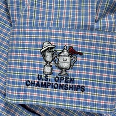 Peter Millar Button Down Shirt Mens Large Blue Plaid US Open Championships