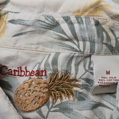 Caribbean Silk Blend Short Sleeve Button Up Tropical Parrot Shirt Mens Sz M