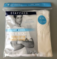 Stafford 4-Pack Men’s Dry+Cool Blended Cotton Crew-Neck T-Shirts White